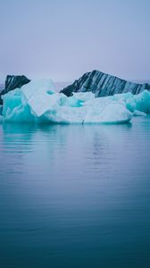 Превью обои льдина, река, исландия, холод, север, лед