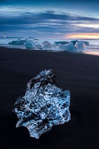 Превью обои лед, берег, льдина, горизонт, море