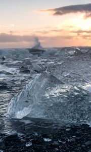 Превью обои лед, берег, море, природа