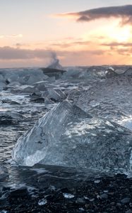 Превью обои лед, берег, море, природа