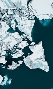 Превью обои лед, льдины, айсберг, ледник, вид сверху