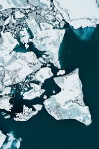 Превью обои лед, льдины, айсберг, ледник, вид сверху
