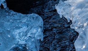 Превью обои лед, льдины, вода, течение