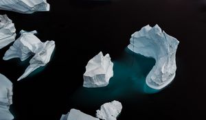 Превью обои лед, льдины, вода, море