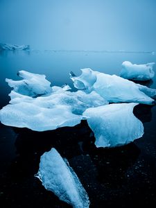 Превью обои лед, льдины, замерзший, горизонт