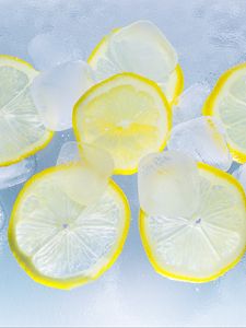 Превью обои лед, лимоны, цитрус