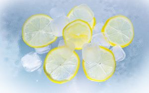 Превью обои лед, лимоны, цитрус
