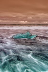 Превью обои лед, море, волны, горизонт