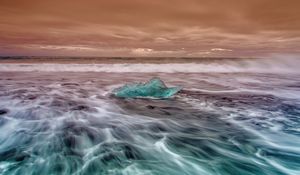 Превью обои лед, море, волны, горизонт