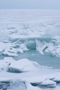 Превью обои лед, мороз, зима, озеро, замерзать, снег, куски