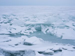 Превью обои лед, мороз, зима, озеро, замерзать, снег, куски