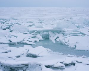 Превью обои лед, мороз, зима, озеро, замерзать, снег, куски