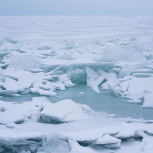 Превью обои лед, мороз, зима, озеро, замерзать, снег, куски