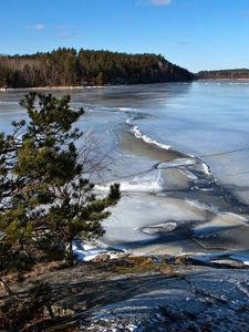 Превью обои лед, река, небо