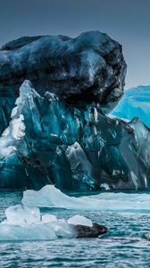 Превью обои лед, рельеф, море, исландия, природа
