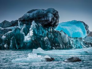Превью обои лед, рельеф, море, исландия, природа