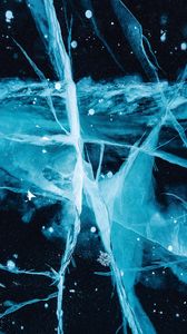 Превью обои лед, трещины, синий, текстура