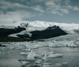 Превью обои лед, вода, снег, скалы, зима