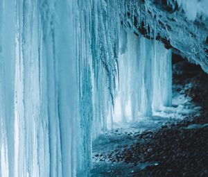 Превью обои лед, замерзший, макро, пещера