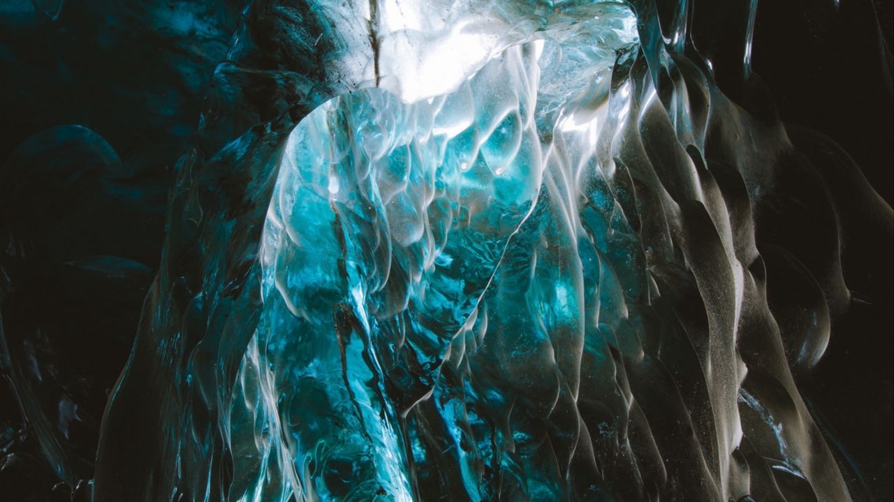 Обои ледник, лед, пещера, структура