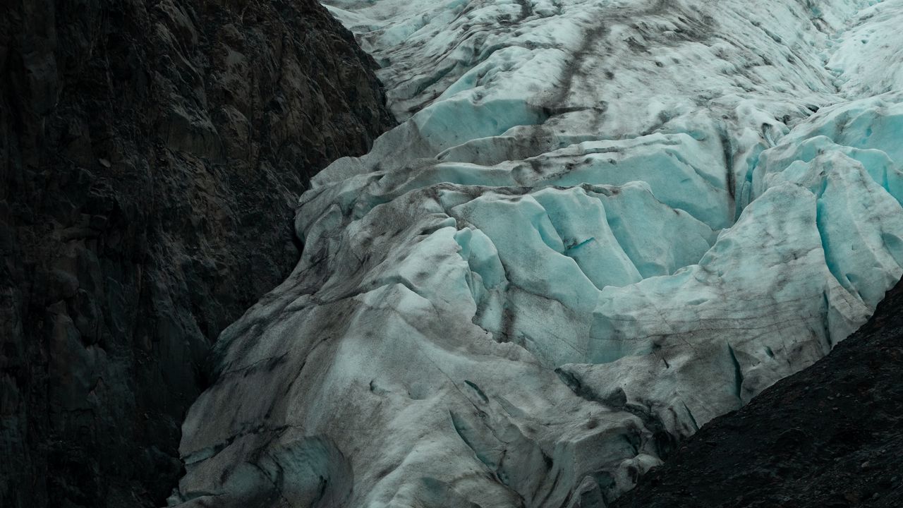Обои ледник, лед, снег, скалы, замерзший