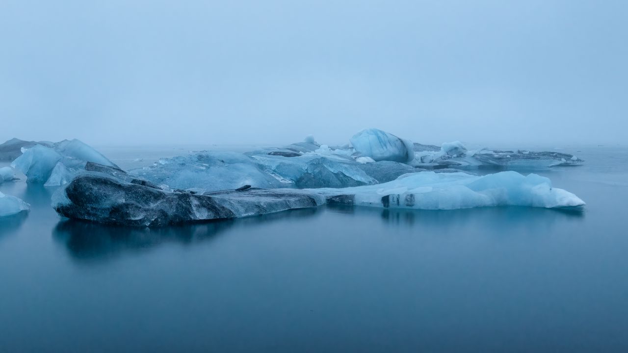 Обои ледник, лед, вода, синий