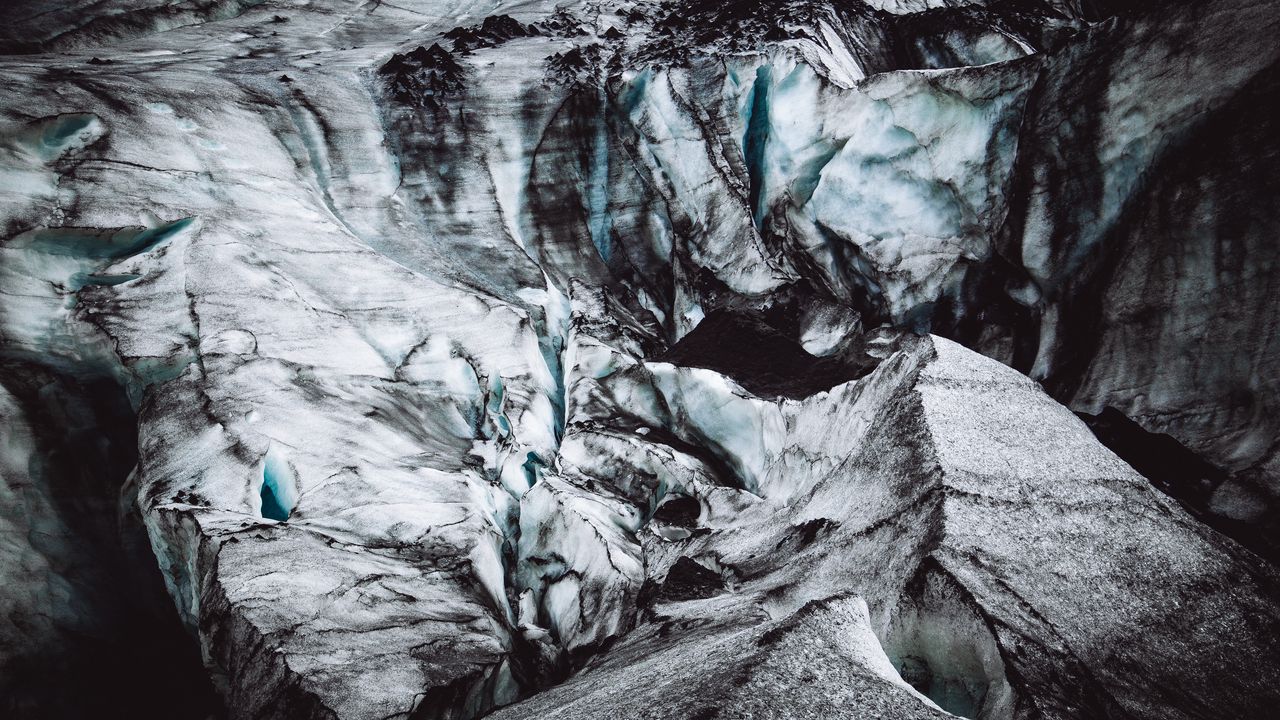 Обои ледник, пещера, поверхность, исландия