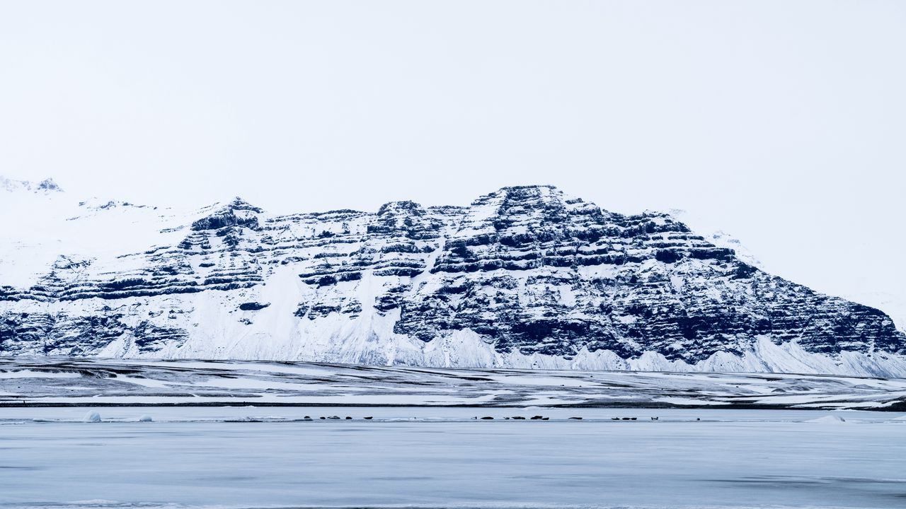 Обои ледник, снег, туман, исландия