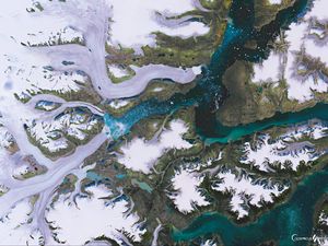 Превью обои ледники, гренландия, вид сверху, природа