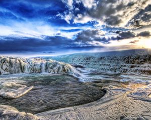 Превью обои ледники, холод, горы, зима, hdr