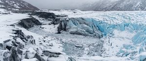 Превью обои ледники, снег, скалы, белый