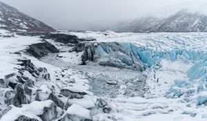 Превью обои ледники, снег, скалы, белый