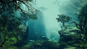 Превью обои лес, деревья, арт, пейзаж