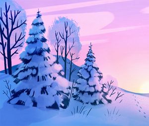 Превью обои лес, деревья, ель, арт