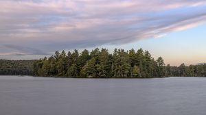 Превью обои лес, деревья, остров, озеро, пейзаж