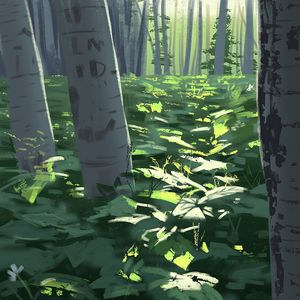 Превью обои лес, деревья, растения, природа, арт