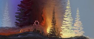 Превью обои лес, деревья, силуэты, арт