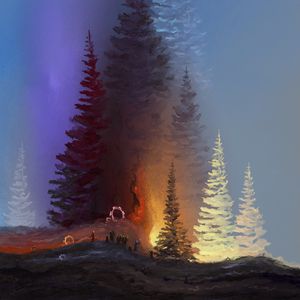 Превью обои лес, деревья, силуэты, арт
