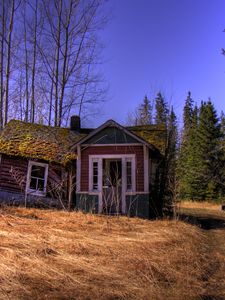 Превью обои лес, домик, пейзаж