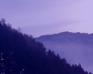 Превью обои лес, горы, деревья, природа, пейзаж