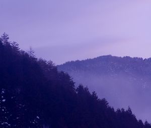 Превью обои лес, горы, деревья, природа, пейзаж