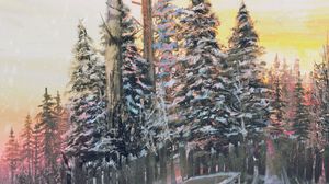 Превью обои лес, солнце, арт