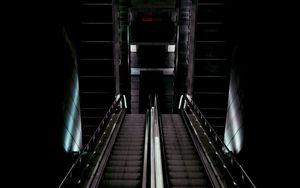 Превью обои лестница, эскалатор, дизайн, помещение, темный, подсветка
