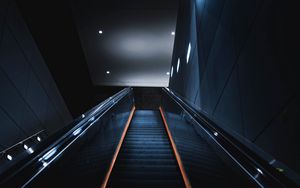 Превью обои лестница, эскалатор, конструкция, темный, помещение