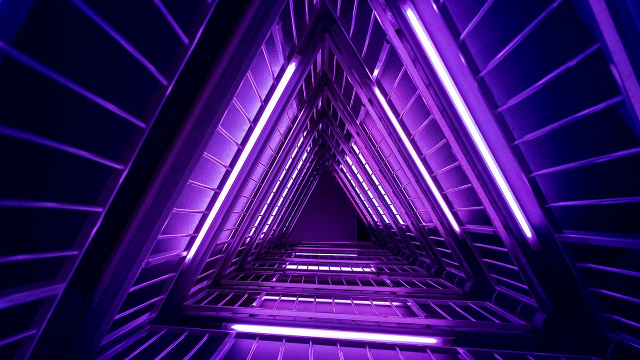 1280x720 Обои лестница, фиолетовый, свет