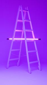 Превью обои лестница, лампа, неон, свечение, фиолетовый