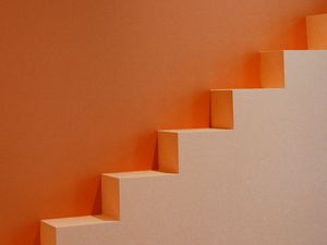 Превью обои лестница, минимализм, оранжевый, белый