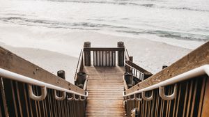 Превью обои лестница, пляж, море
