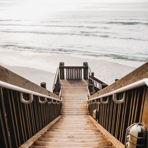 Превью обои лестница, пляж, море