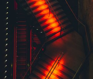 Превью обои лестница, подсветка, красный, конструкция